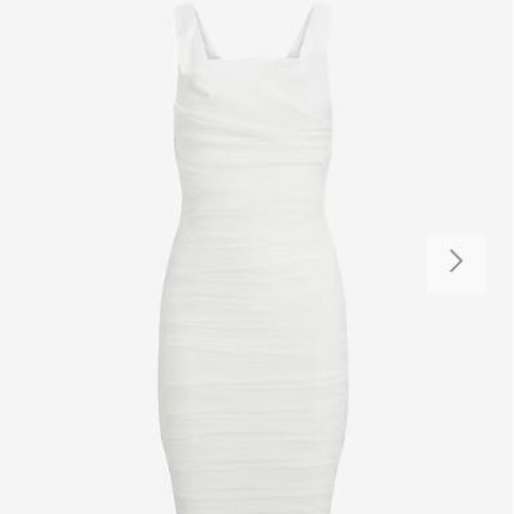 NWT Express Bridal Satin Ruched Midi Dress - size 0 & 2 - Picture 1 of 4